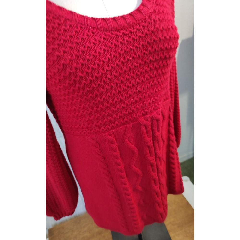Style & Co. Woman's Red Pullover Sweater Size M Cable Knit Stretch 3 knit Styles - Picture 3 of 11